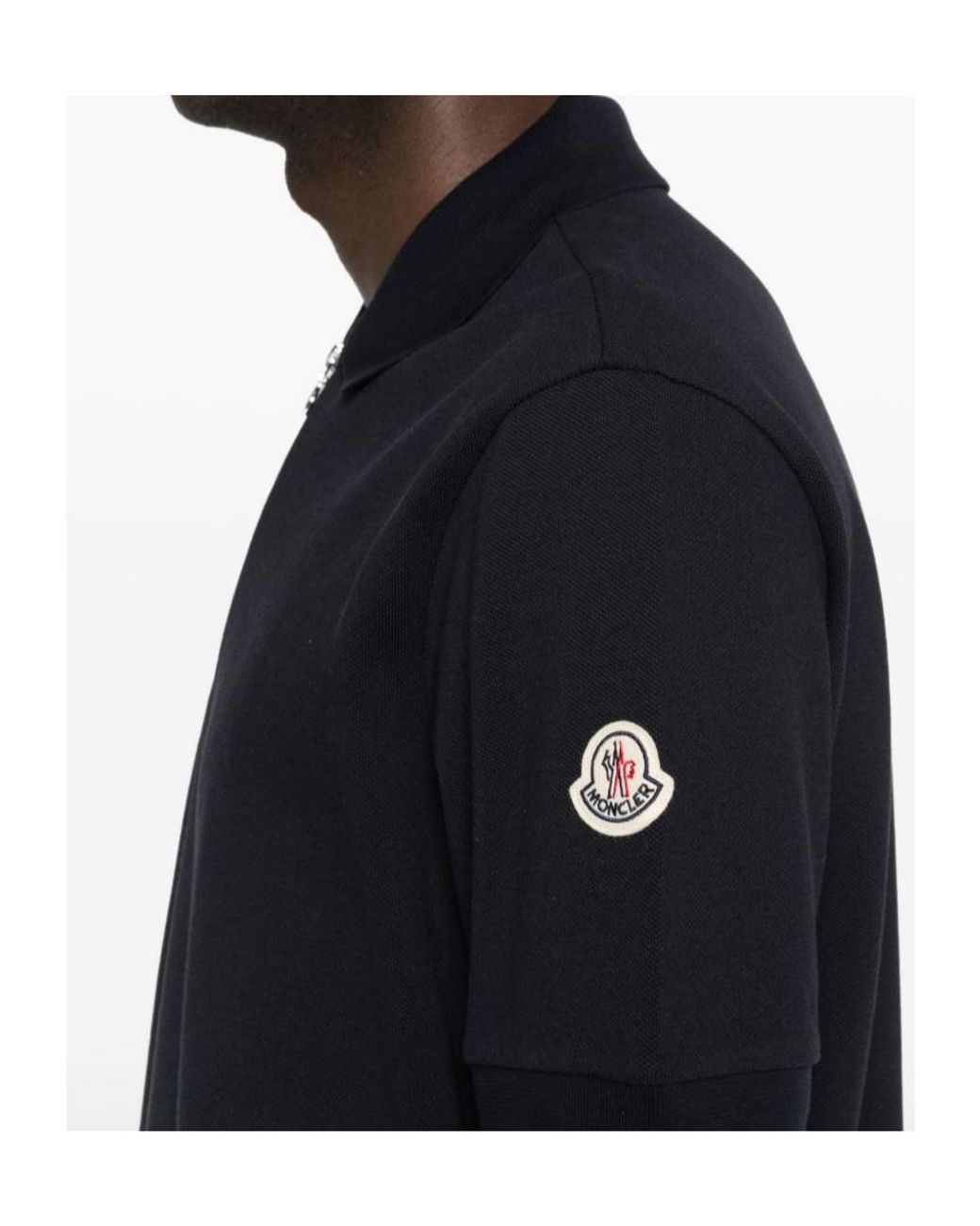Moncler Black Quater-Zip Short-Sleeve Polo Shirt for men