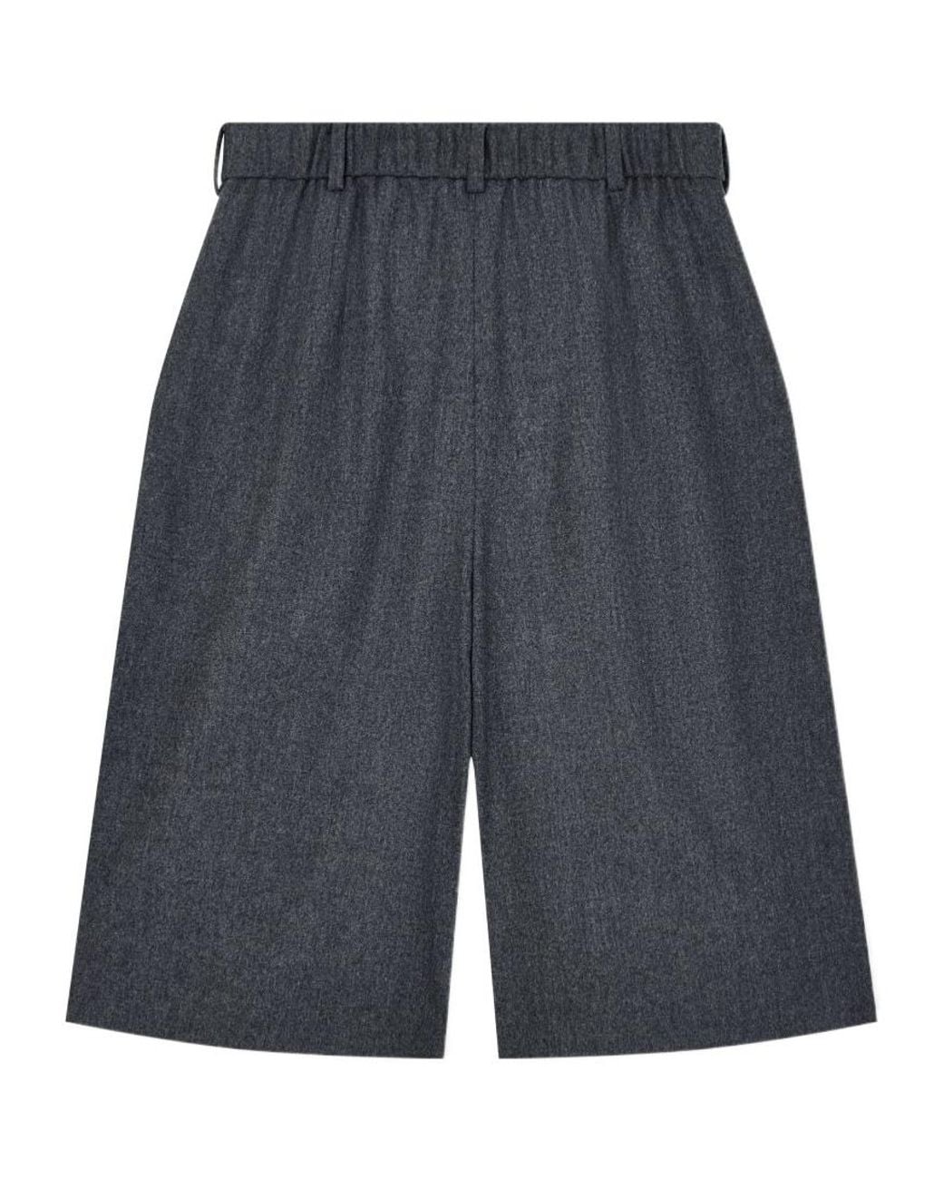 Emporio Armani Gray Wool Flannel Pleated Bermuda Shorts Signature Capsule