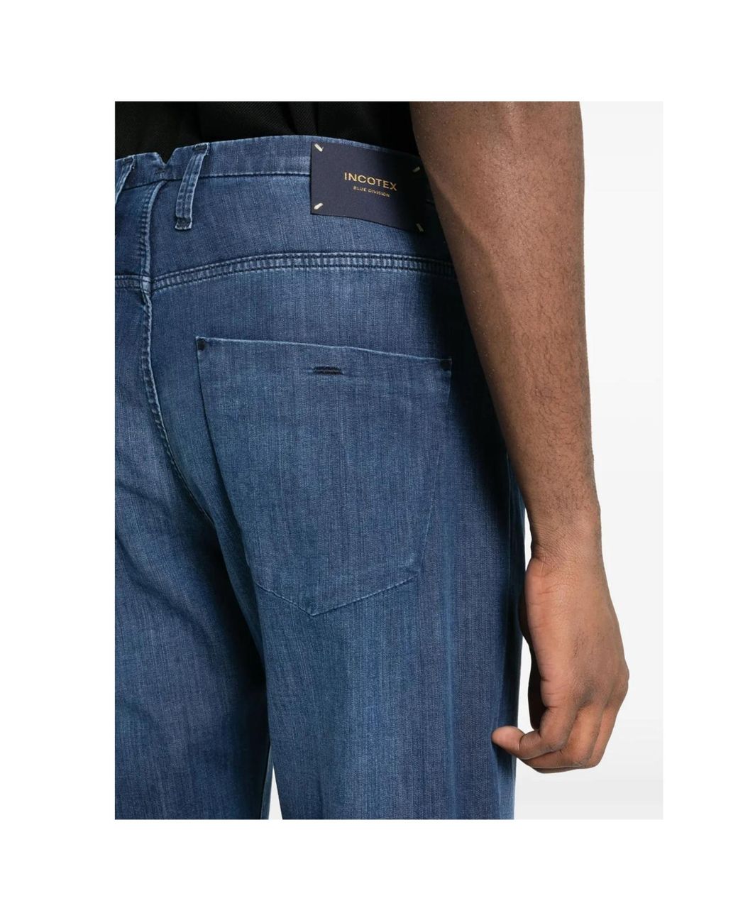 Incotex Blue Logo-Patch Tapered Jeans for men