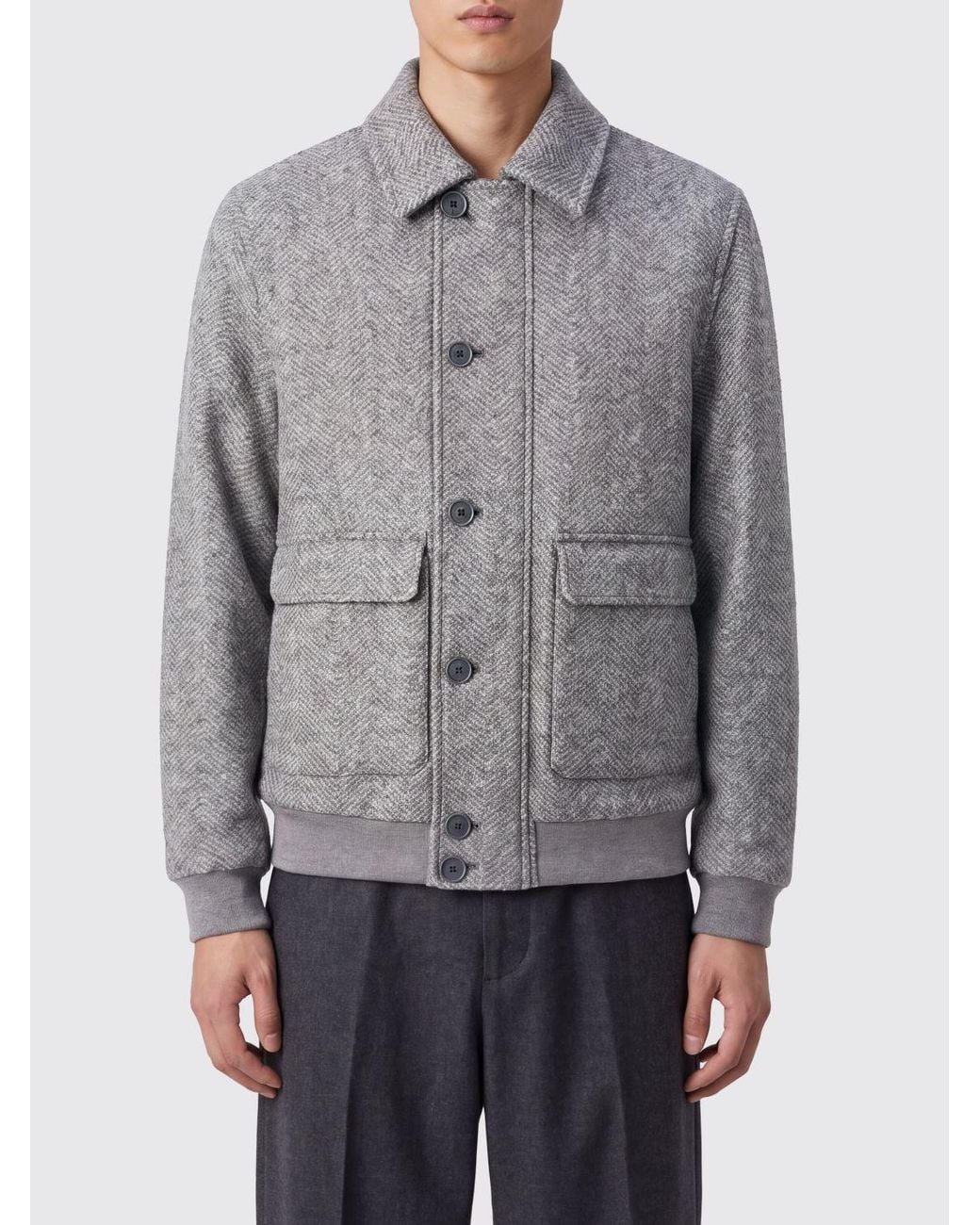 Herno Gray Button-Front Sports Jacket for men