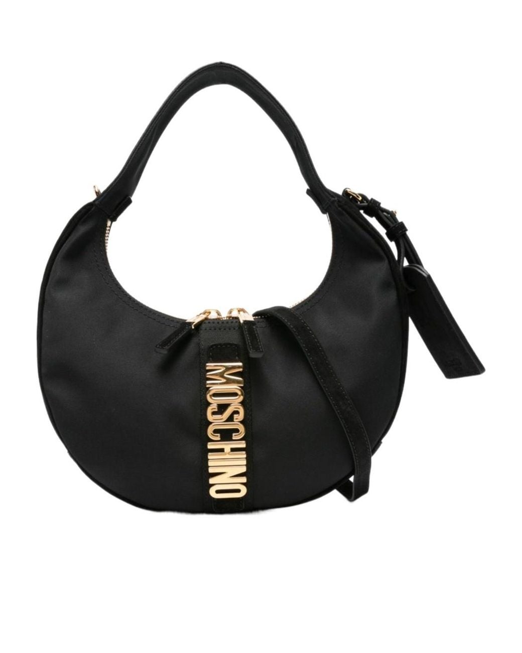 Moschino Black Logo Plaque Shoulder Bag