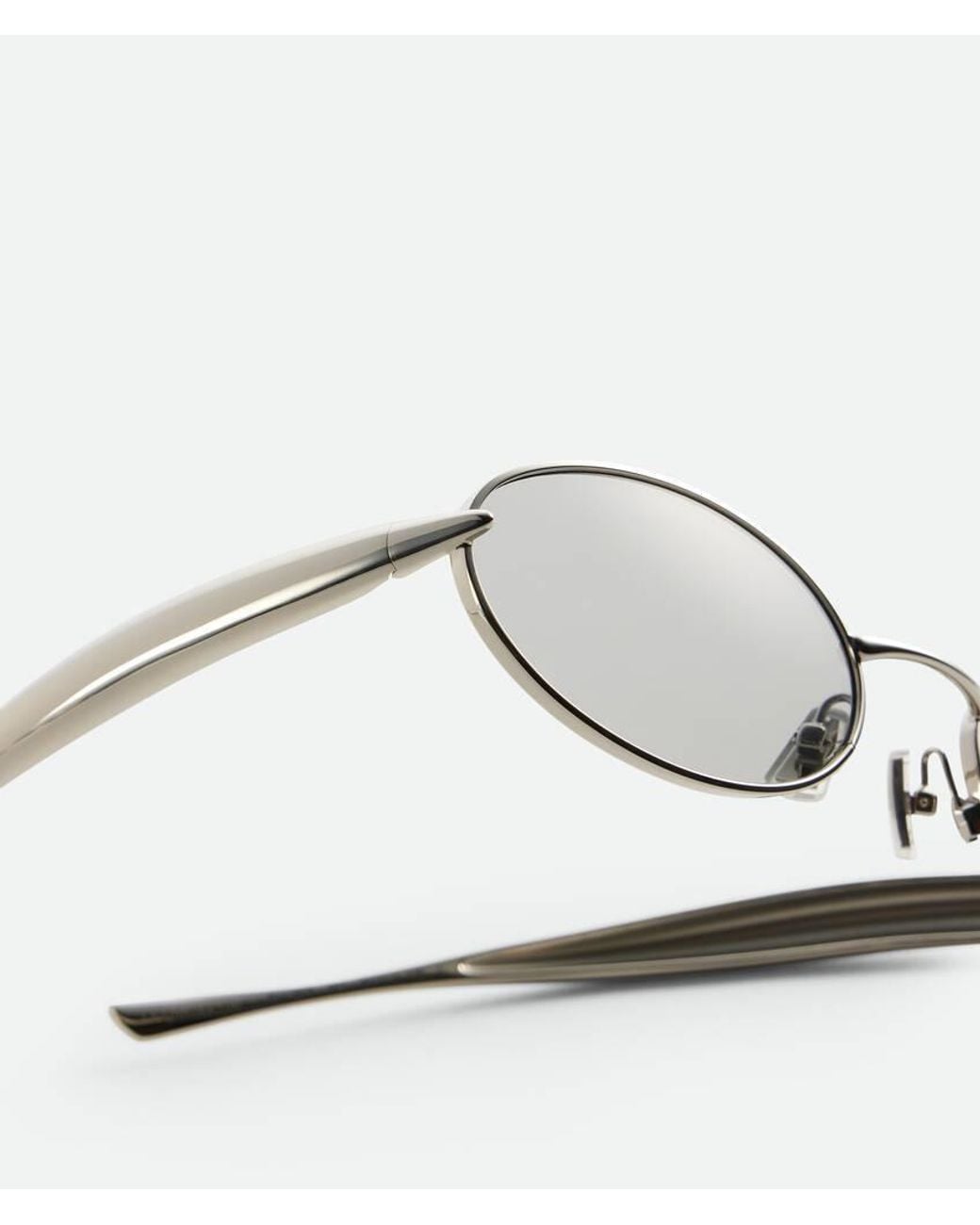 Bottega Veneta White Eyewear Sardine Oval Sunglasses