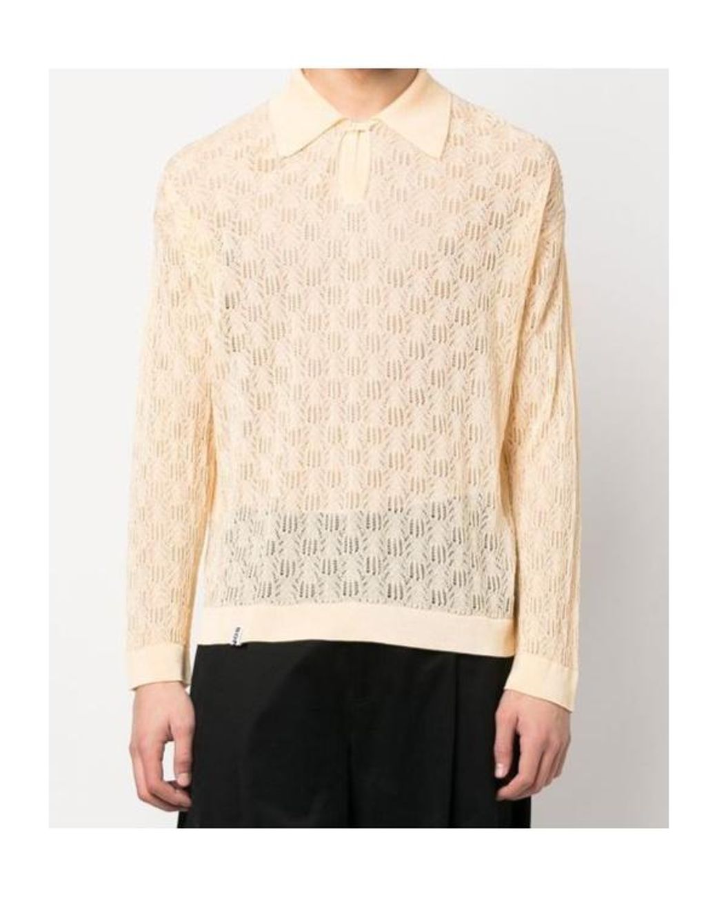 Bonsai White Open-Knit Polo Shirt for men
