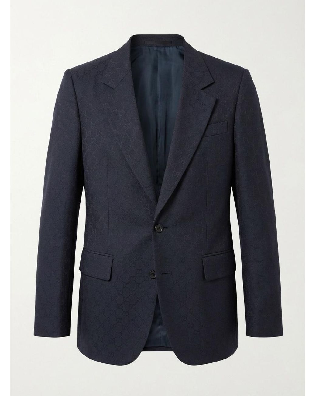 Gucci Blue Single-Breasted Gg Wool Jacket for men