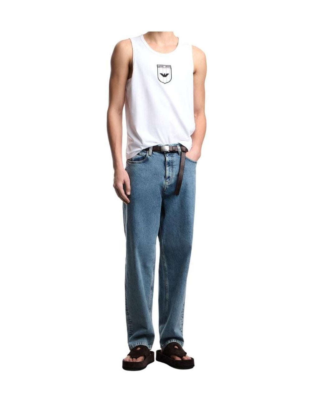 Emporio Armani White Icon Logo-Patch Tank for men