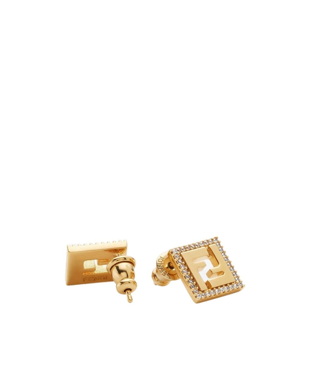 Fendi Metallic Forever Embellished Stud Earrings