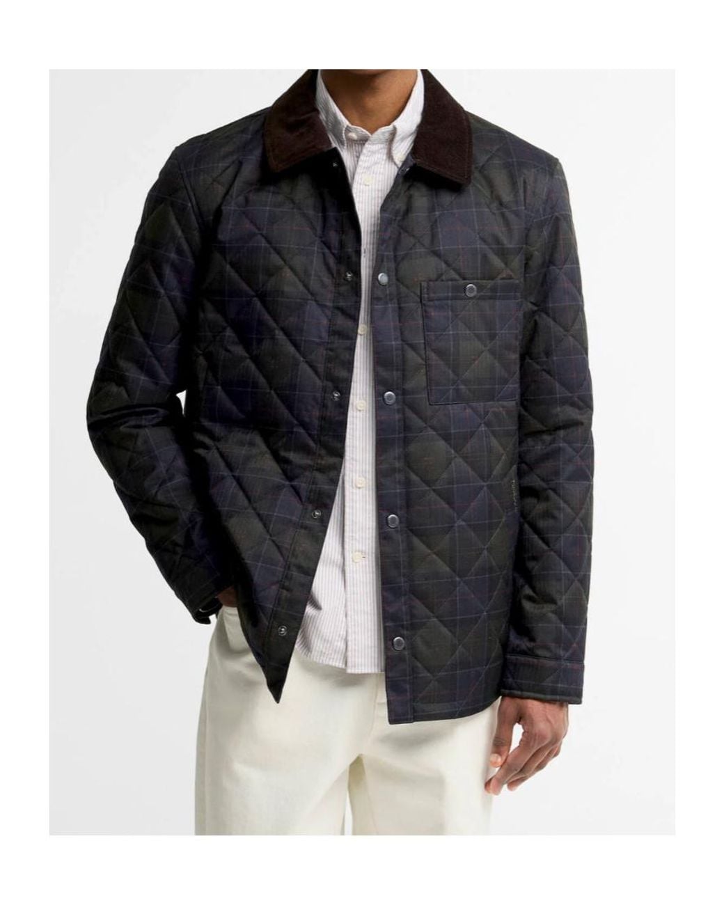 Barbour Black Quilted Tartan-Print Jacket for men