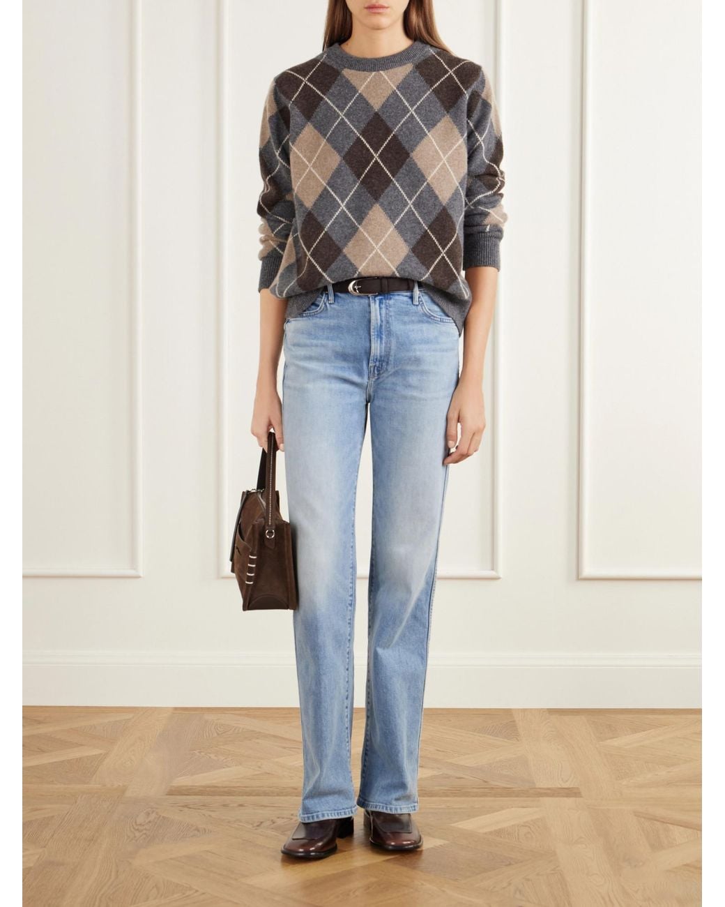 Mother Blue High-Waisted Straight-Leg Jeans