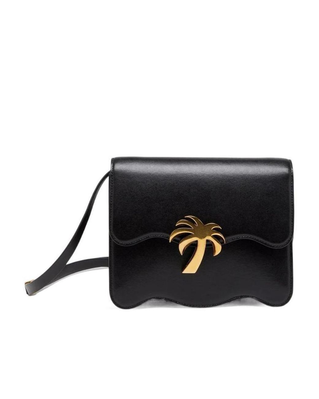 Palm Angels Black Palm Plaque Foldover Shoulder Bag