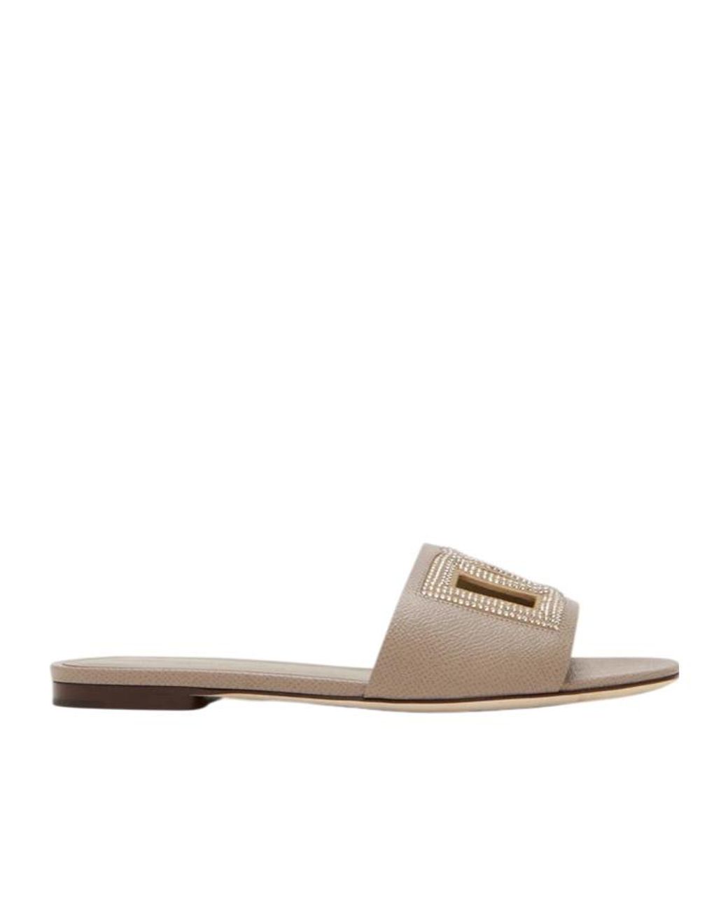 Dolce & Gabbana White Logo Cutout Flat Sandals