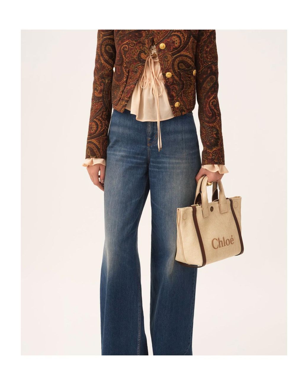 Chloé Natural Chloé Logo Detailed Top Handle Bag