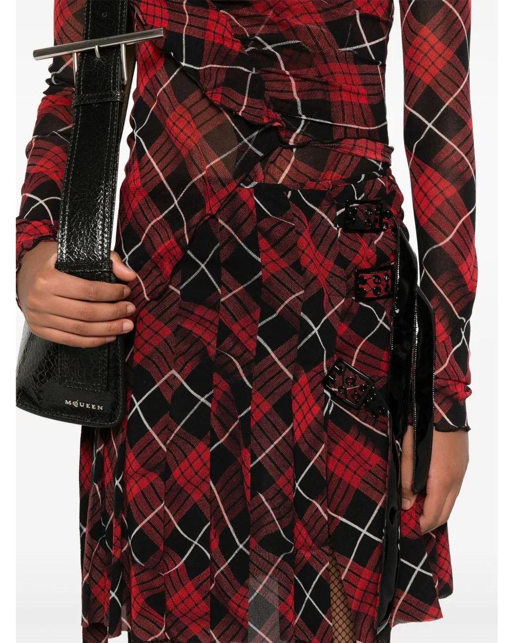 Jean Paul Gaultier Red Plaid-Check Mini Skirt