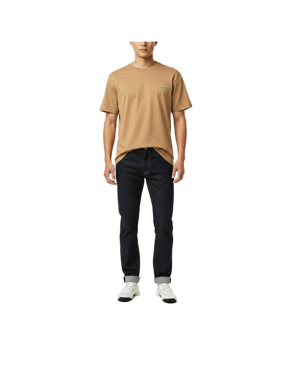 Lacoste Natural Cotton Tshirt With Crocodile Logo for men
