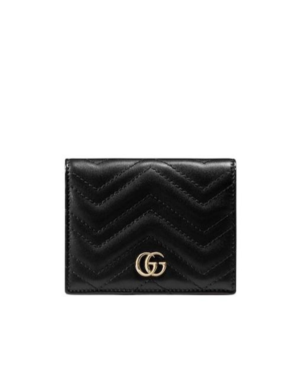 Gucci Black Gg Marmont Card Case Wallet