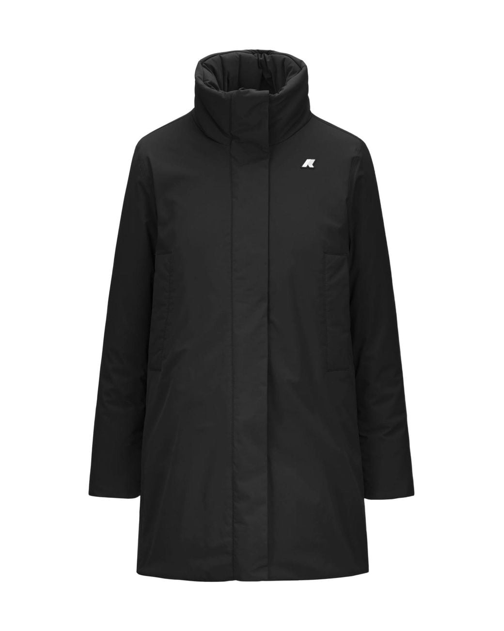 K-Way Black Hooded Padded Coat