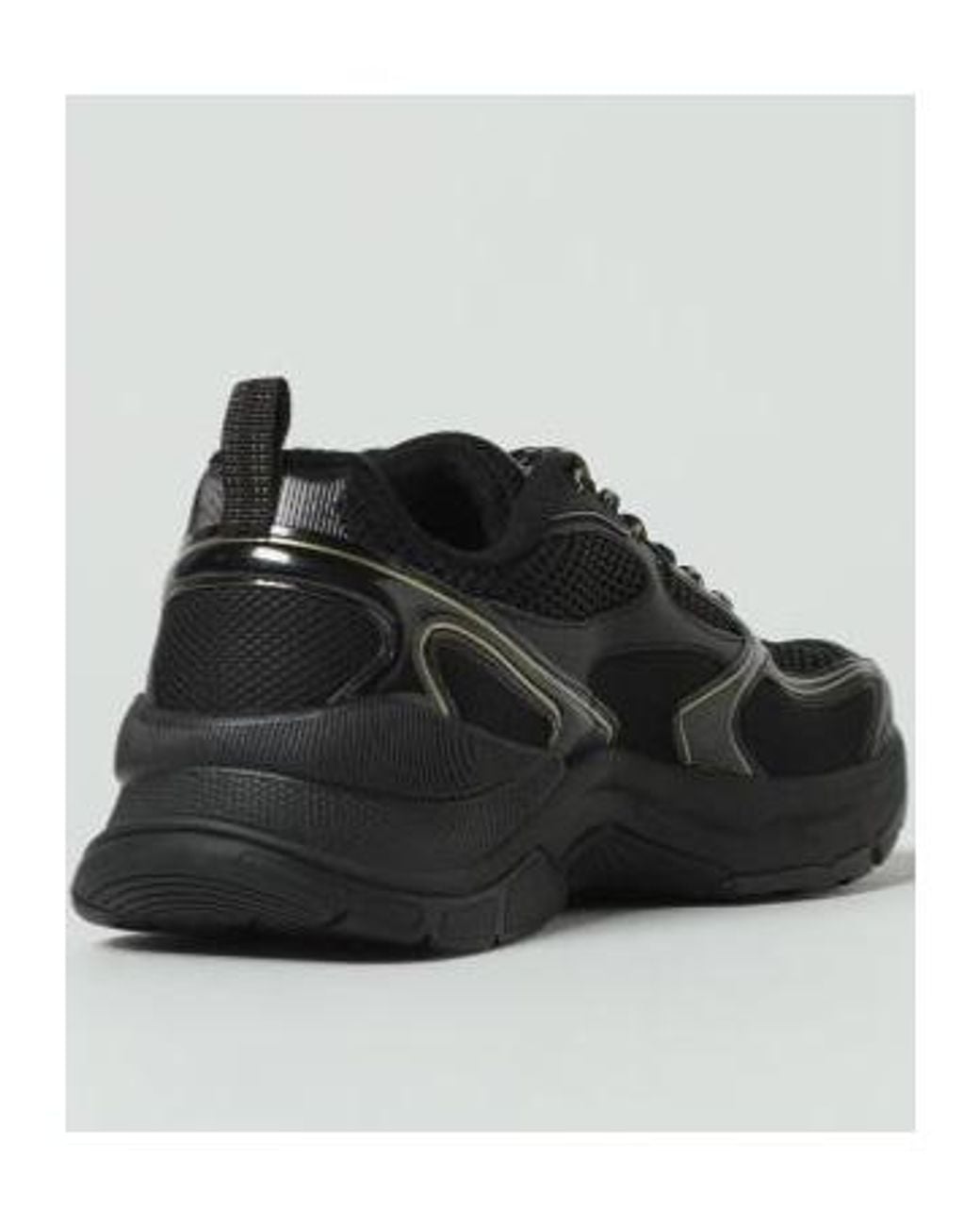 EA7 Black Logo-Print Mesh Sneakers for men