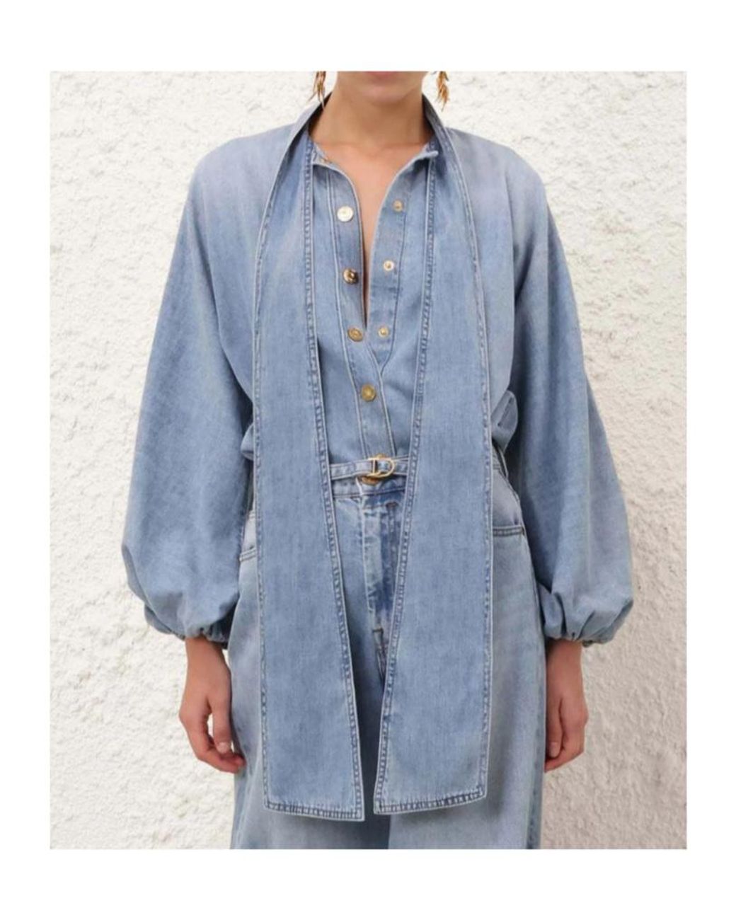 Zimmermann Blue Bow-Neck Denim Top