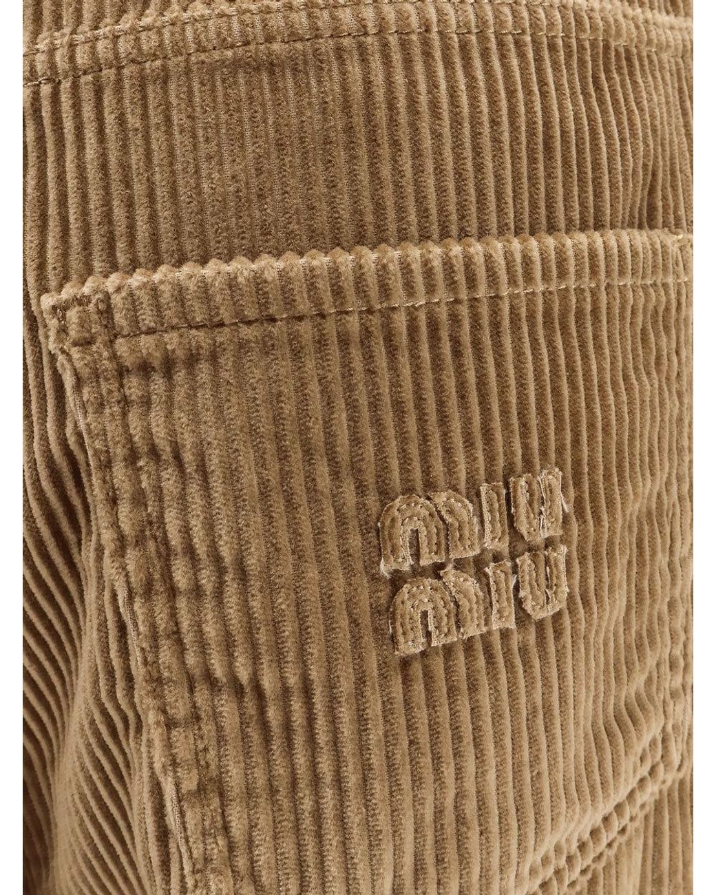 Miu Miu Natural Wide-Leg Corduroy Trousers