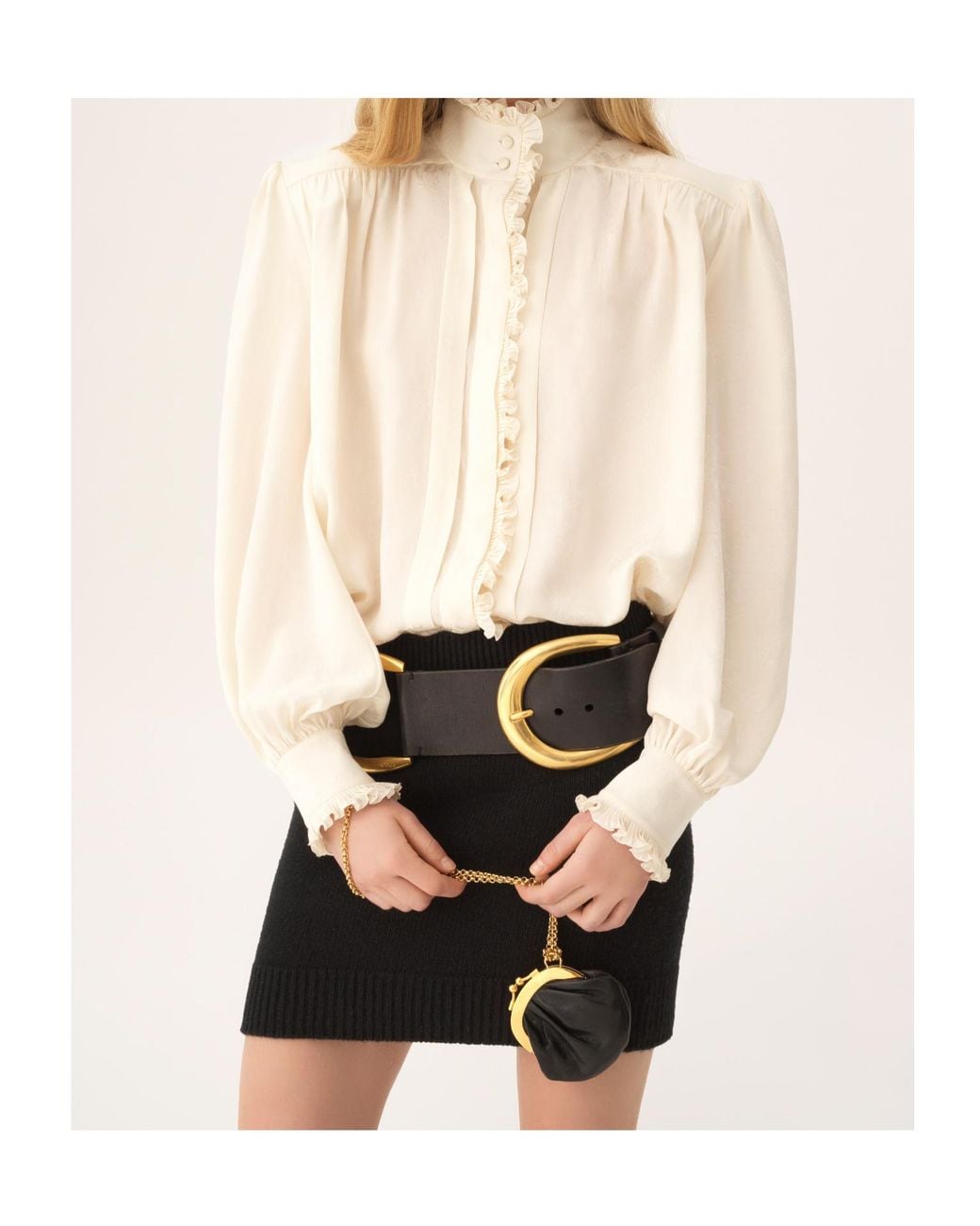 Chloé White Chloé Oversized Ruffled Blouse