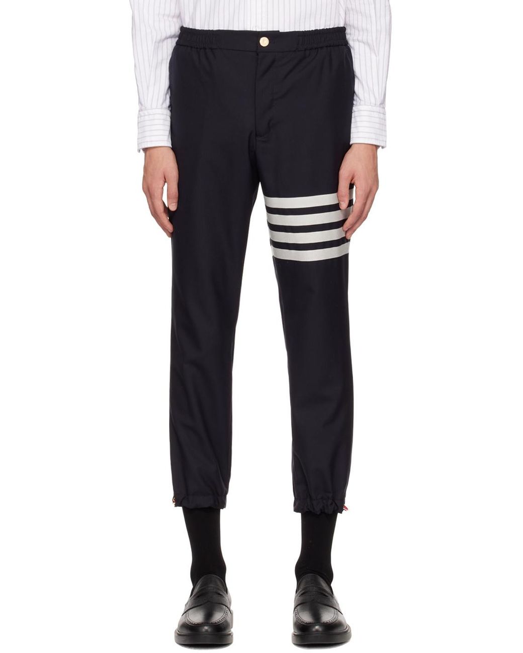 Thom Browne Black Bar Straight Leg Trousers for men
