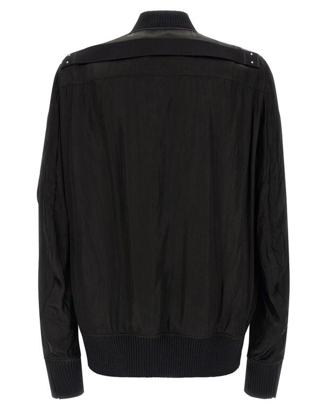 Rick Owens Black Crinkled Bomber Jacket for men
