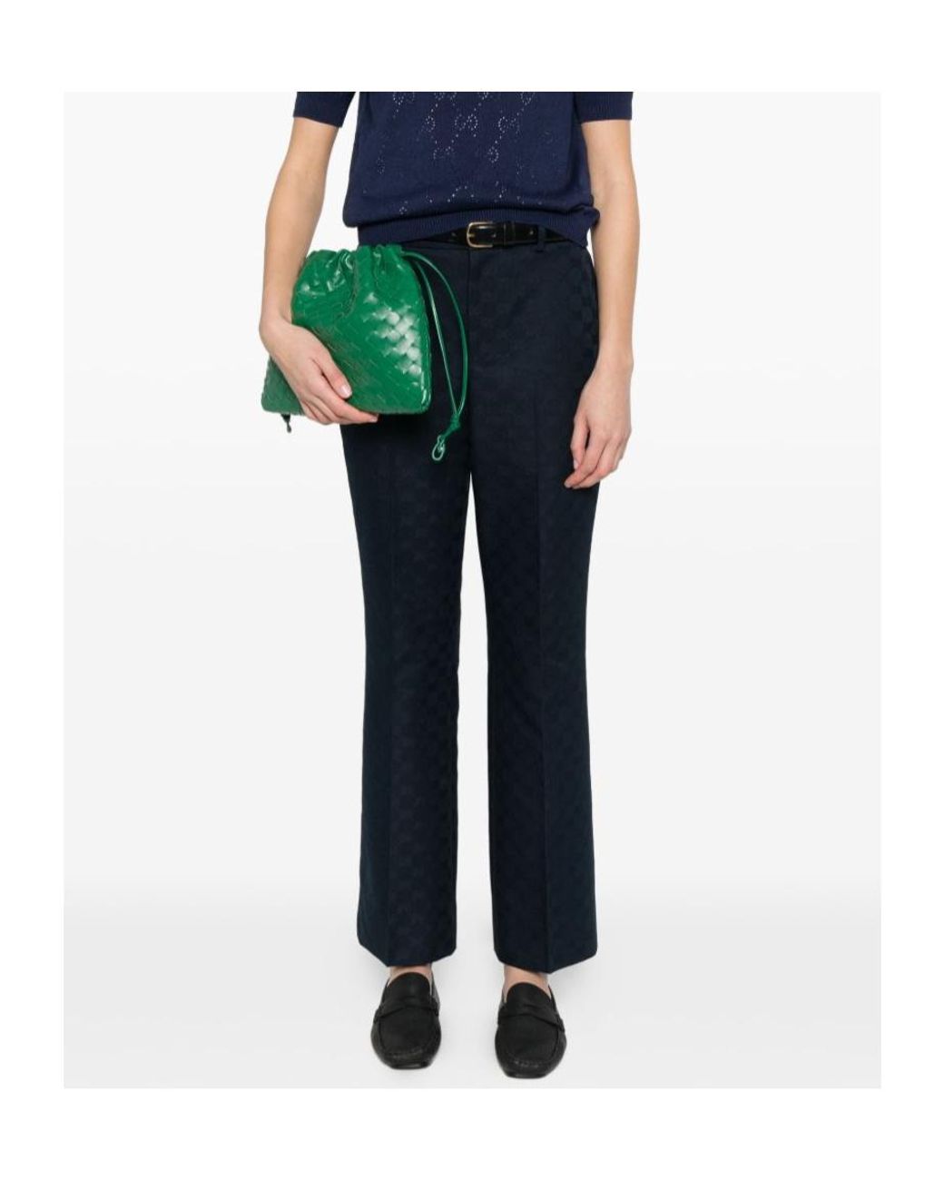 Gucci Blue Jacquard Tailored Trousers