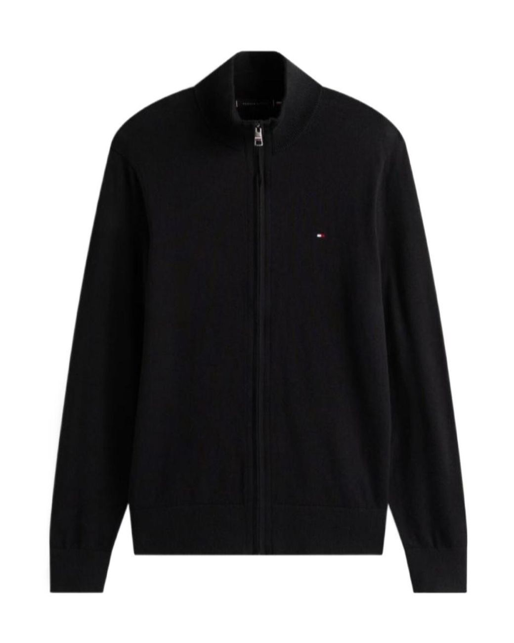 Tommy Hilfiger Black Embroidered-Logo Zip-Up Jumper for men