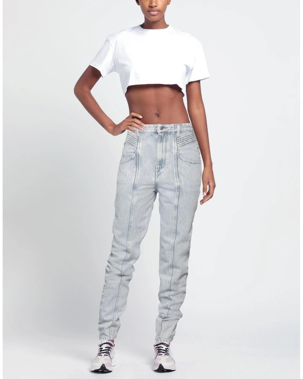 Isabel Marant Gray Light-Wash Straight-Leg Jeans
