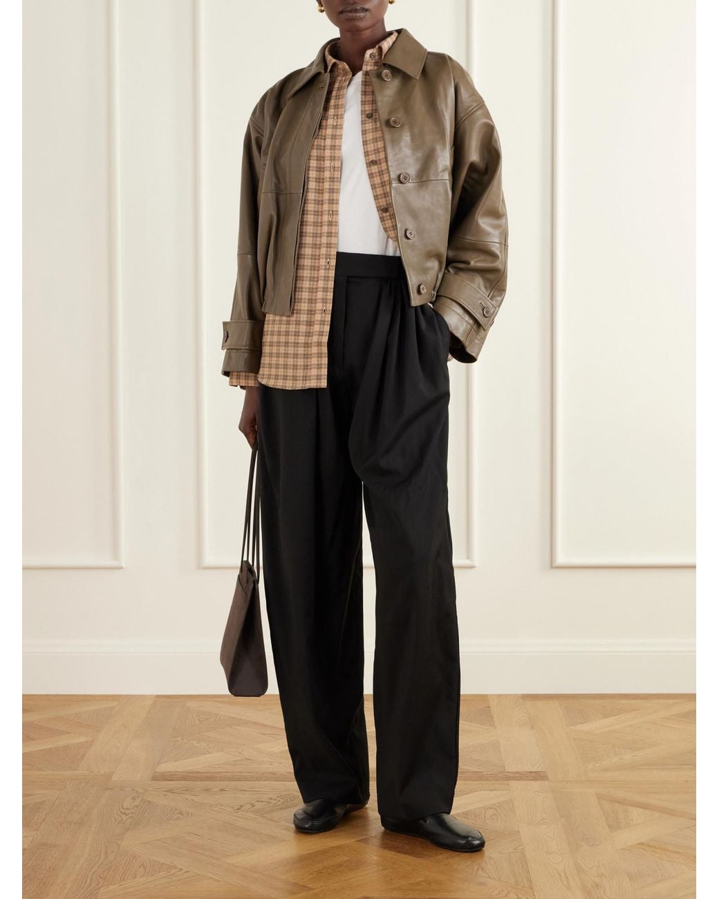Rohe Green Gathered Leather Jacket