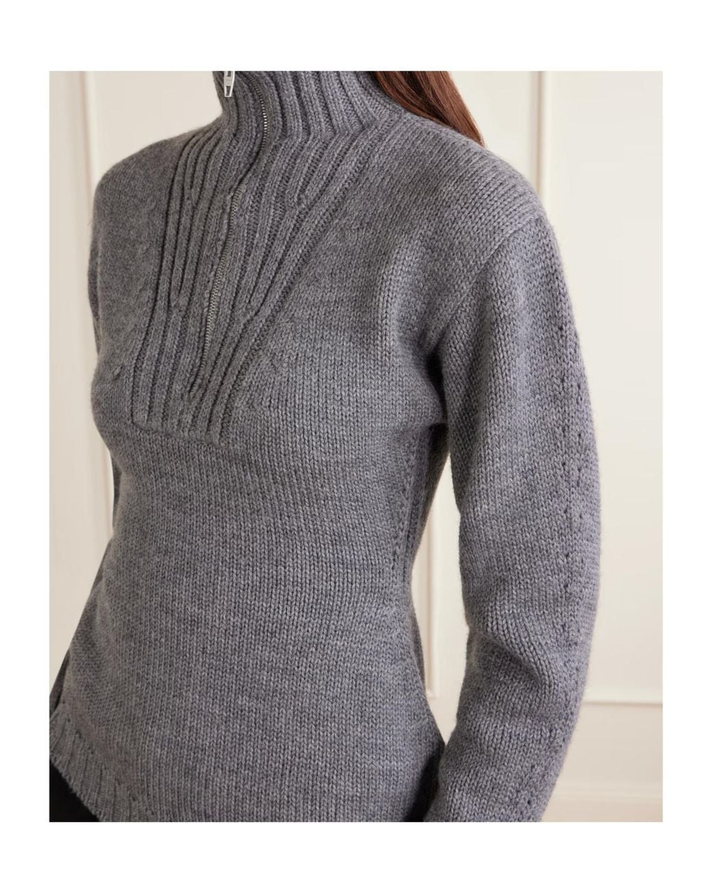 Jil Sander Gray Ribbed-Knit Sweater