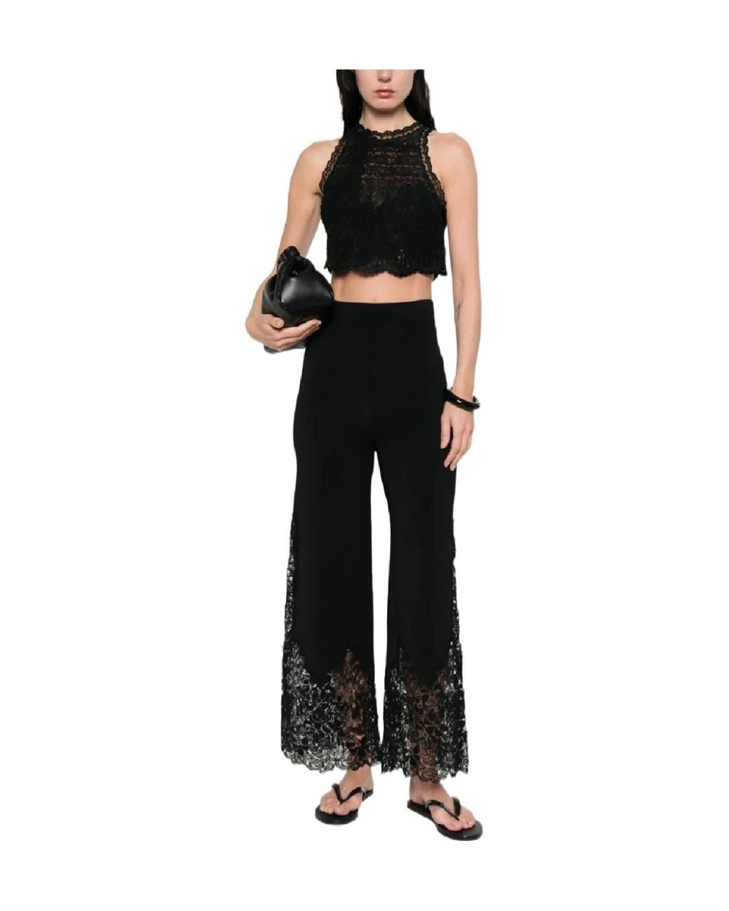 Ermanno Scervino Black Embroidery Tank Top