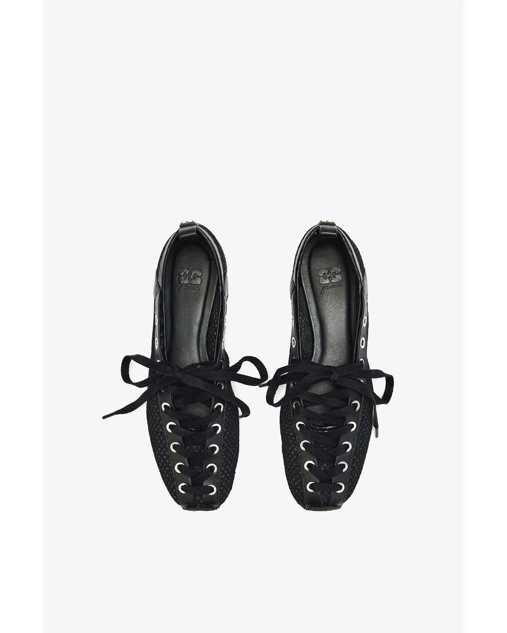 Ganni Black Sporty Ballerina Mesh Flats