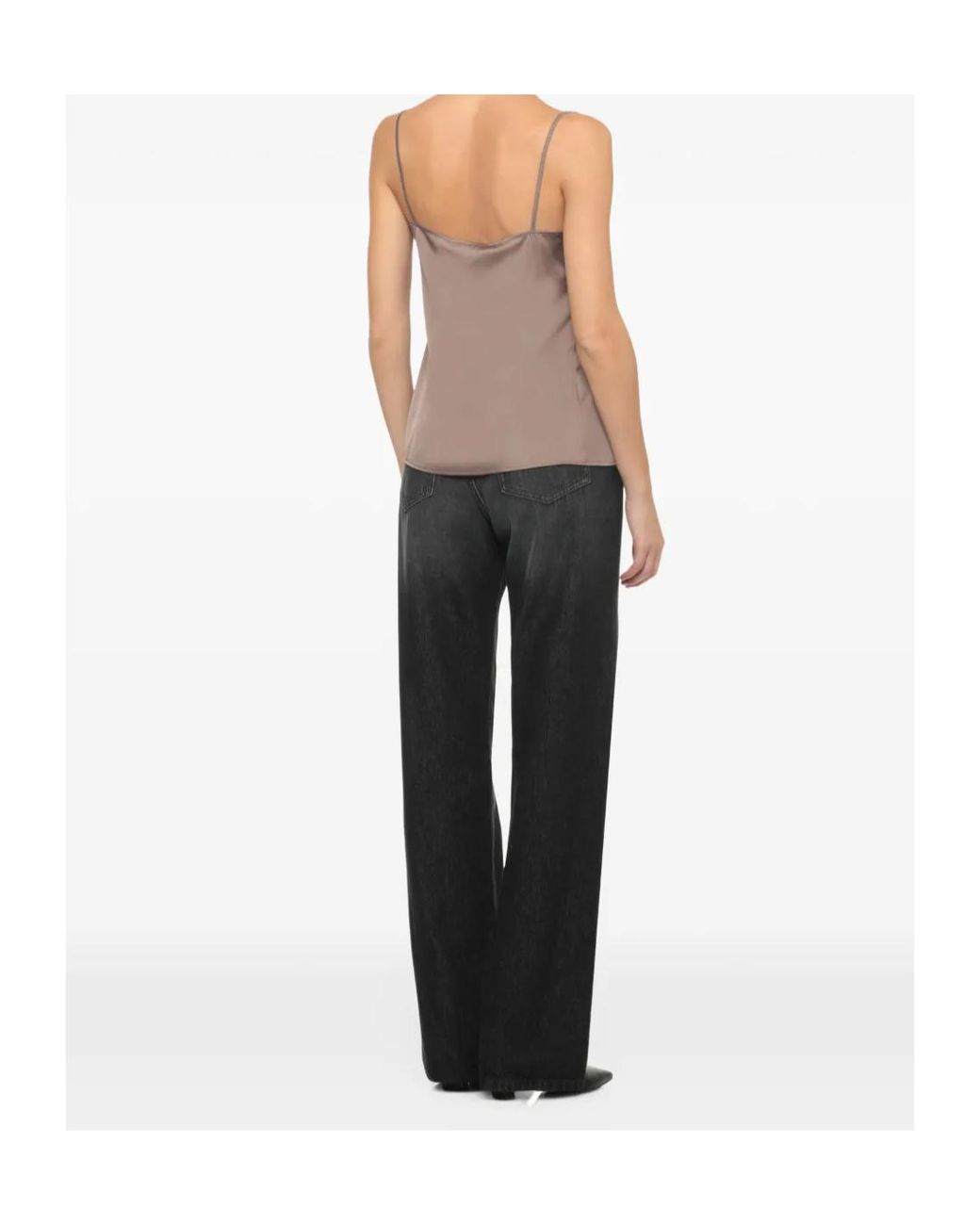 D.exterior Brown Lace Trim Camisole Top
