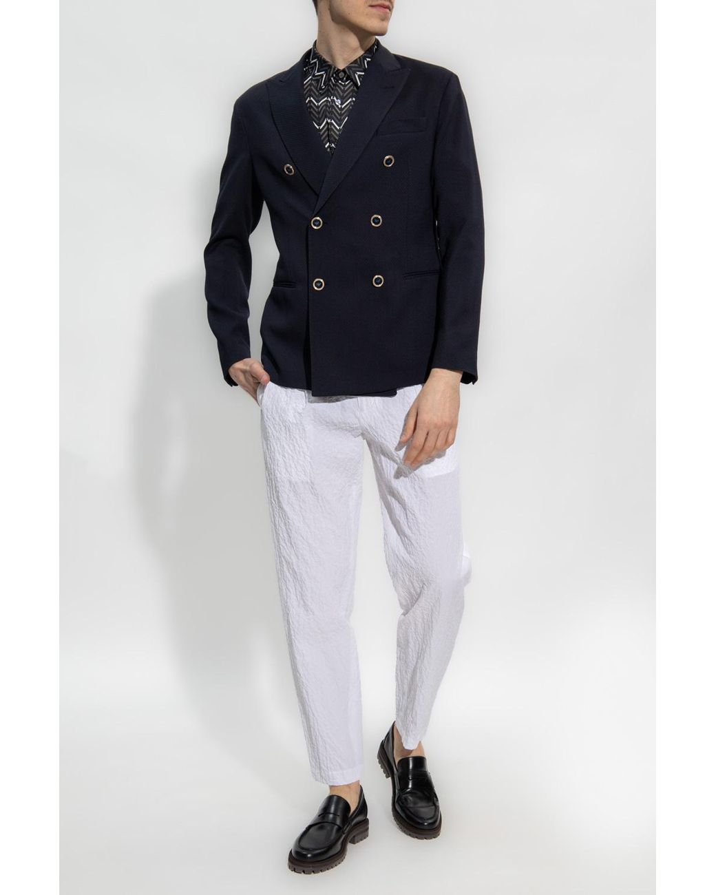 Emporio Armani White Straight-Leg Trousers for men