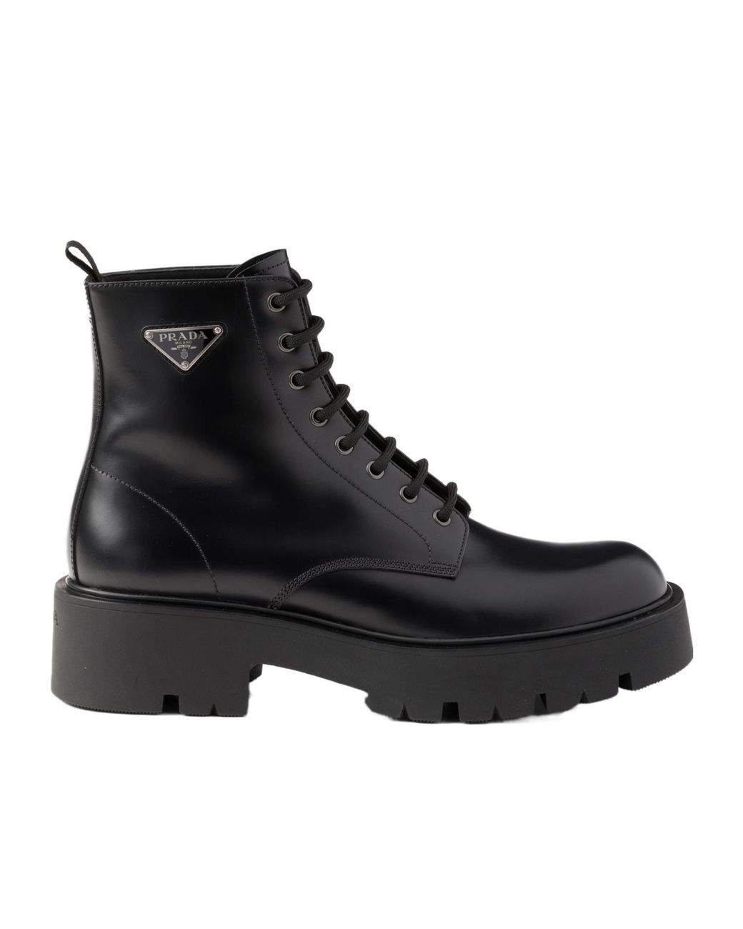 【PRADA】Lace-Up Platform Combat Boots UK7 Prada Logo Lace-Up Combat Boots in Black for Men | Lyst
