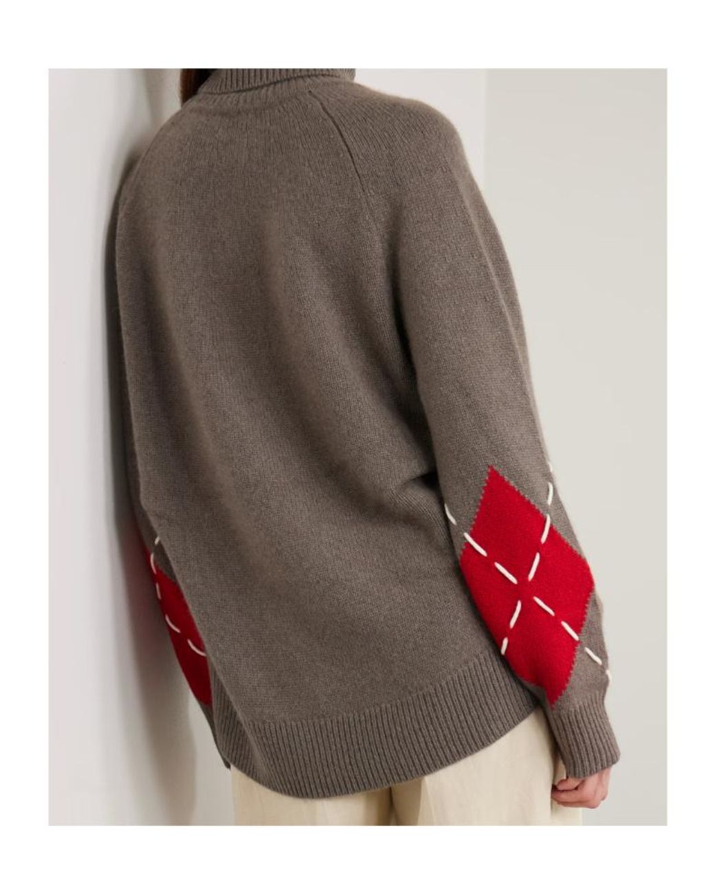 arch4 Gray Courchevel Embroidered Argyle Cashmere Sweater