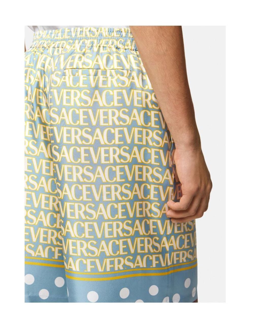 Versace Multicolor All-Over Logo Printed Knee-Length Shorts for men