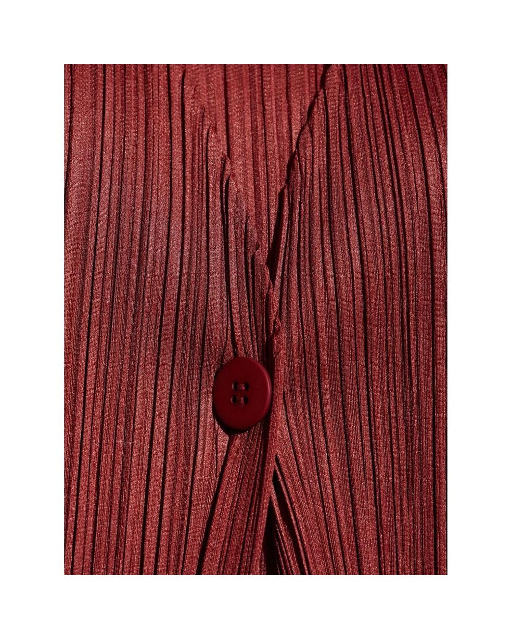 Pleats Please Issey Miyake Red Monthly Colors: October Pleated-Button Coat