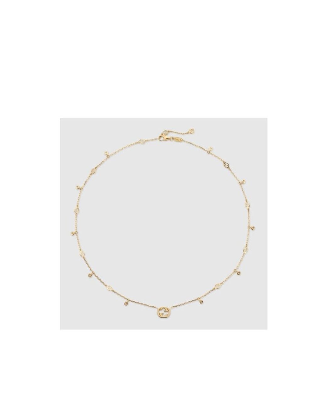 Gucci Natural Interlocking Diamond 18K Necklace