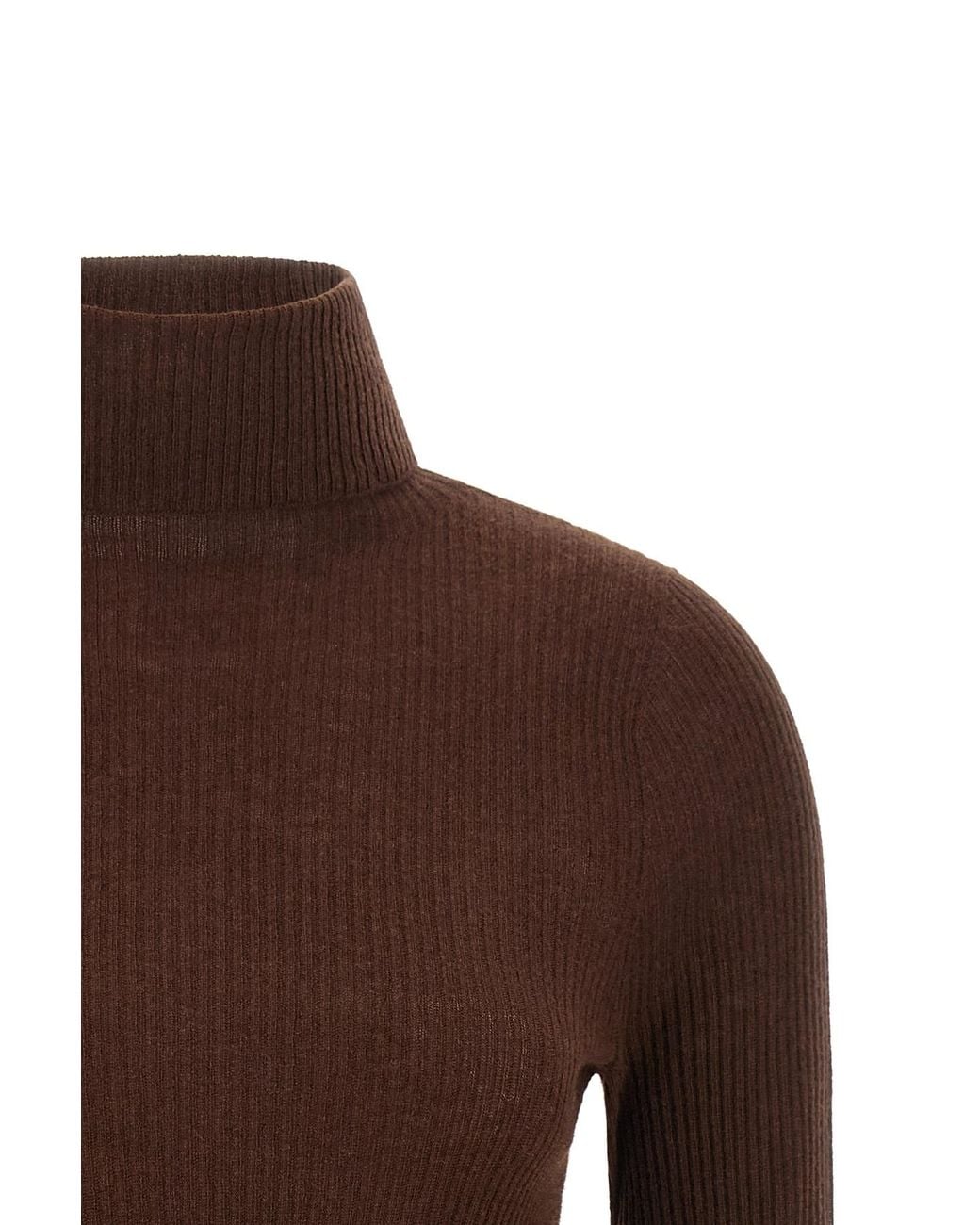 Fabiana Filippi Brown Ribbed Turtleneck Knitted Sweater