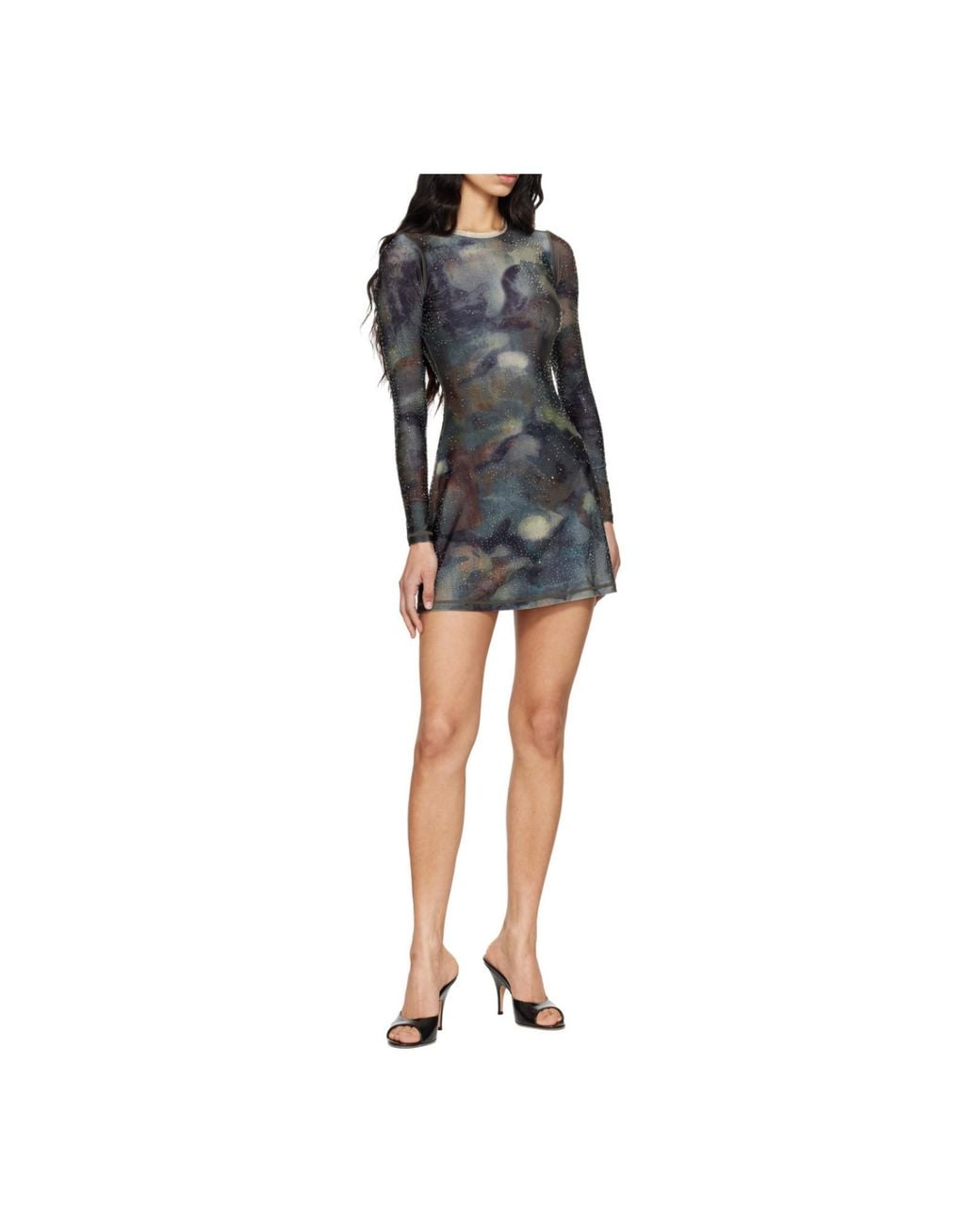DIESEL Black D-Uplo Printed Embellished Mini Dress
