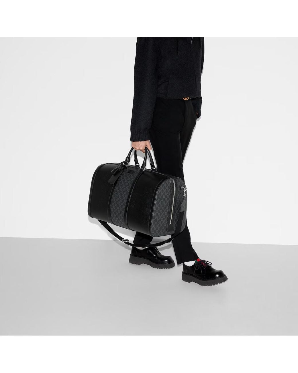 Gucci Black Gg Supreme Large Duffle Bag for men