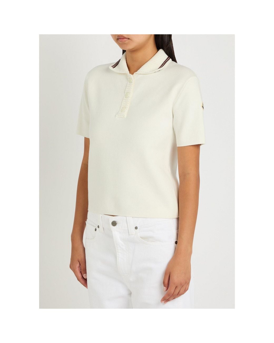 Moncler White Short-Sleeve Cotton Slim-Fit Polo Shirt