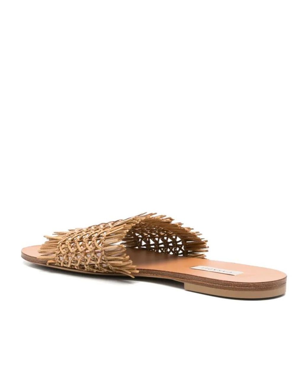 Casadei Multicolor Woven-Leather Flat Sandals