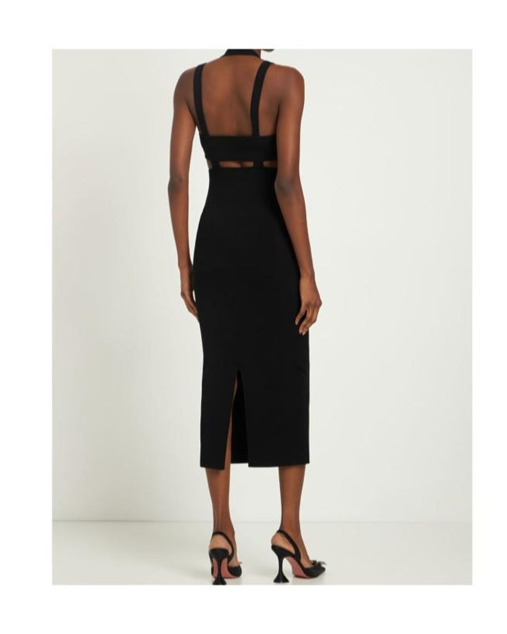 Dion Lee Black Rib Knit Interlink Crossed Midi Dress