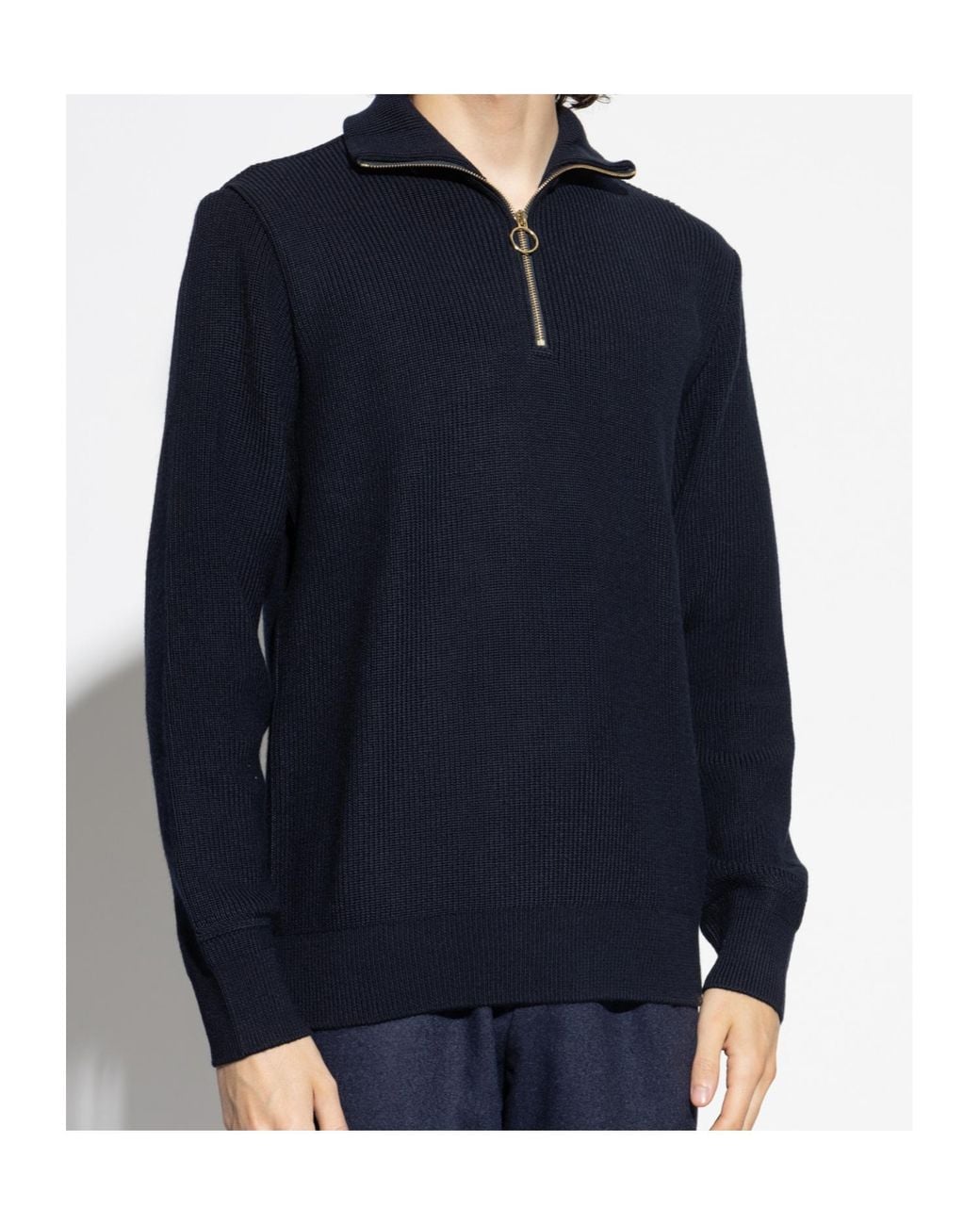 Paul & Shark Blue Zip-Neck Knitwear for men