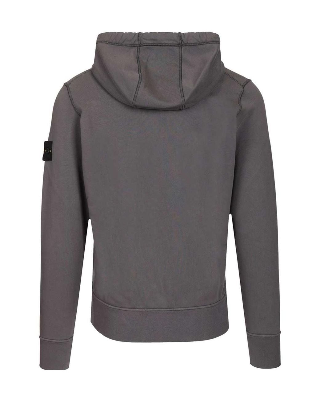 Stone Island Gray Zip-Up Drawstring Hoodie for men