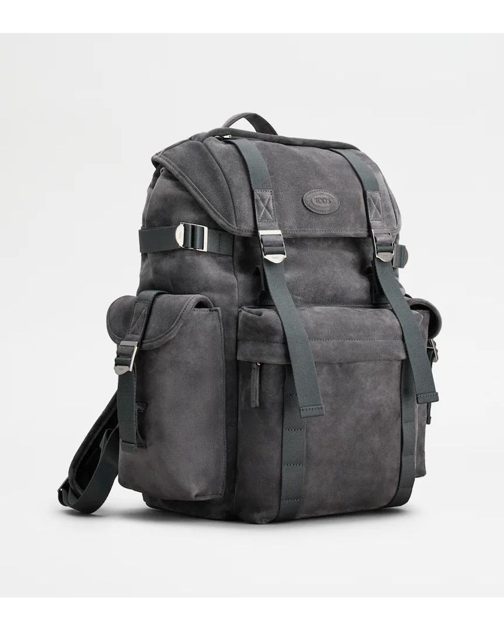 Tod's Gray Logo Patch Medium Backpack for men