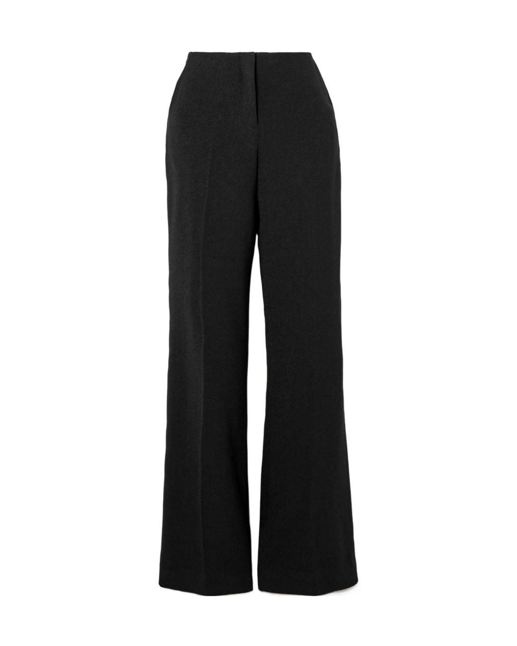 Saloni Black Flute-B Crepe Straight-Leg Pants