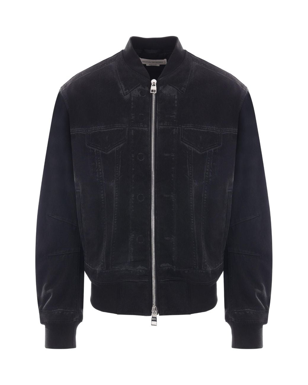 McQueen Blue Denim Bomber Jacket for men